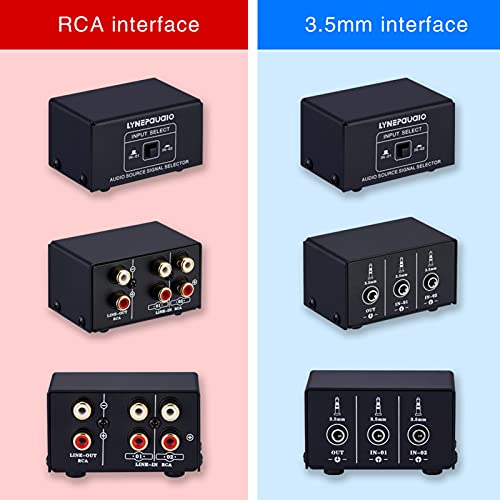 SHUAIGUO Audio Switcher RCA 2 in 1 Out/1 in 2 Out A/B Switch Stereo Audio Splitter Box with No Distortion RCA Jack for Switching Between Computer Speakers and Headphones - Image 3