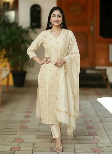 Image of GoSriKi Viscose Printed Kurta for Women | Kurti Set Woman | Kurta with Pant & Dupatta | Straight Ethnic Suit | Indian Outfit Ladies Dress Stylish Traditional Clothing Party Office Fashion Look Style