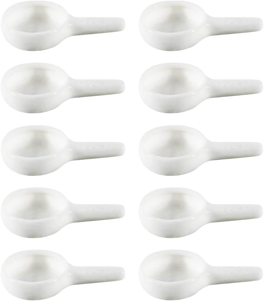 10 Pack Small Ceramic Spoon Candle Holders Trays for Tealight Wax Warmers Heat-Resistant Decorative Candle Trays for Home Office Spa and Yoga Use