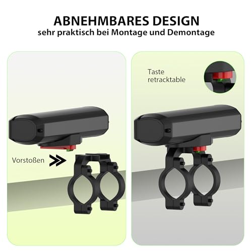 Milool Fahrradlicht Vorne 2600 Lumens USB C Ladeanschluss 5 LEDs 3-Lichtmodi Fahrradlampe Vorne Einfache Installation Beste Aluminium Fahrradbeleuchtung für Nacht Reiten,Schwarz