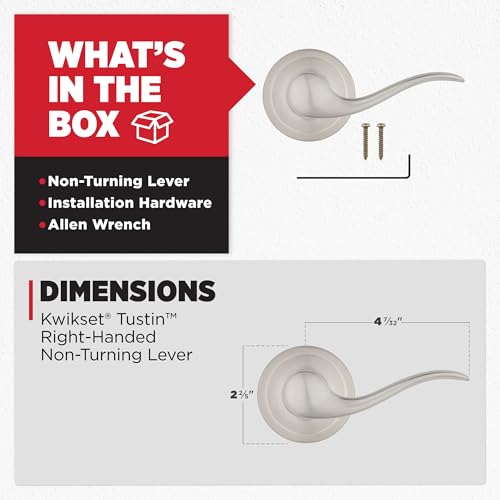 Kwikset 97880-762 Tustin Right Hand Dummy Lever, Satin Nickel by Kwikset - Image 6