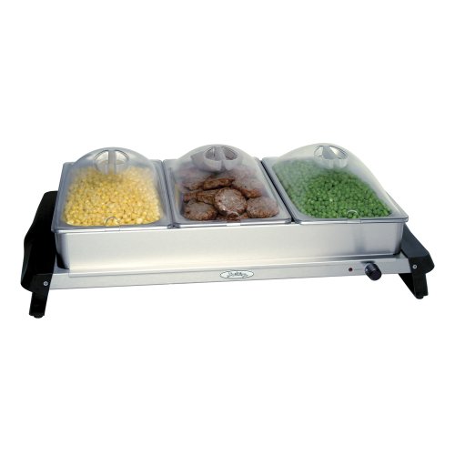 Broil King NBS-3SP servidor profissional de aço inoxidável triplo buffet com tampas plásticas