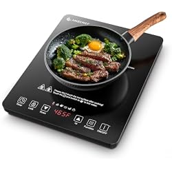 AMZCHEF Portable Induction Cooktop, 20 Temperature & Power Levels, 1800W | 20 power levels 90W-1800W; 20 temp 120-465F; 4 preset menu; 47.2