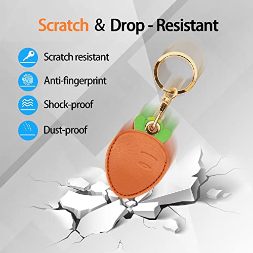 Image of Leather Keychain Case Holder Compatible with Apple AirTag, GPS Airtag Keychain Finder Tracker with Key Ring, Anti-Scratch Protective Air Tag Cover | Leather