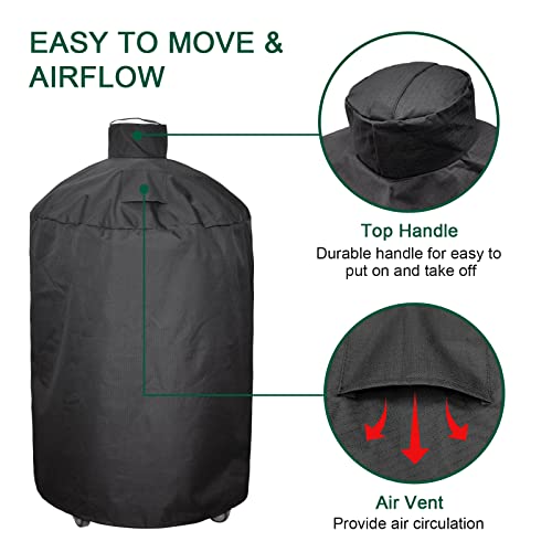 Quantfire 29” Grill Full Cover for Large Big Green Egg Accessories, Kamado Joe Classic Ceramic Grill, Waterproof Outdoor Grill Cover Smoker Parts Long Enough to Cover Wheel by Quantfire - Image 5