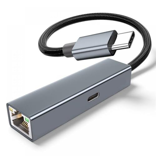 eRgDFS Adaptador USB C a Ethernet 2 en 1 con Puerto rápido PD 60W 1000Mbps Tipo C a RJ45 LAN Gigabit Compatible con PC portátil