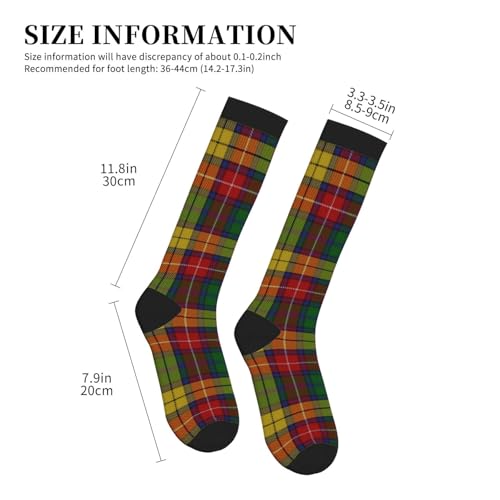 Old Scotsman Clan Buchanan Tartan Plaid Compression Socks, Suitable For Both Men And Women - Perfect For Running, Grooming, Hiking, Flying, And Traveling4