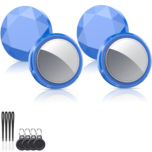 Smart Air Tracker Tag 4 Pack, Buscador de Objetos Bluetooth Funciona con Buscar Apple (sólo iOS), Localizador Bluetooth, Rastreador para Llaves, Cartera, Equipaje, Batería Reemplazable, Azul Profundo