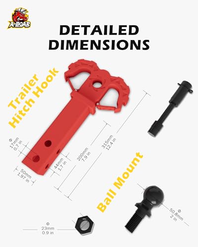Image of Towing Hitch Step for 2 inch Receivers, Trailer Hitch with 2-Inch Ball Hitch and Trailer Hitch Pin, Drop Forged Steel Truck Hitch Step, 14 Ton (30000 Lbs) Max Break Strength Tow Hitch Receiver, Red