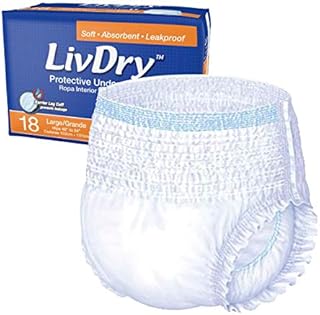 LivDry Adult Incontinence Underwear, Extra Absorbency Adult Diapers, Leak Protection, Large, 18-Pack
