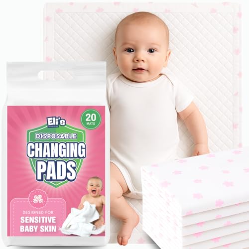Eli with Love Disposable Baby Changing Pads - Soft, Waterproof & Leakproof Liners Absorbent Underpads - Large Travel Size Diaper Changing Mat for...