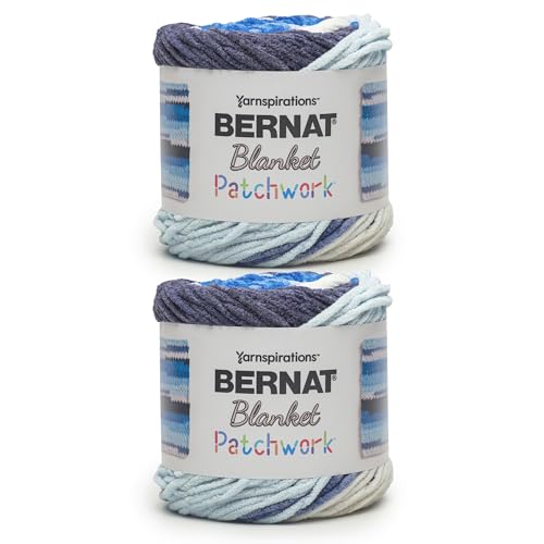 Image of Bernat Blanket Patchwork Yarn for Crocheting Soft, Ocean Waves, 2-Pack | #6 Super Bulky Yarn, 100% Polyester, Soft Crochet Yarn for Blankets, Knitting & DIY Crafts, 220yds, 300g /10.5oz per skein
