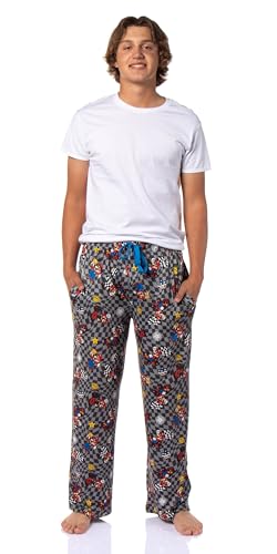 MJC Super Mario Kart Men's Mario Champion Checkered Pajama Pants Adult Sleepwear, Grey2