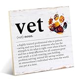 Vet Appreciation Gifts Vet Definition Wood Sign Desk Decor Table Decoration for Home Office 6.3 x 6.3 Inches