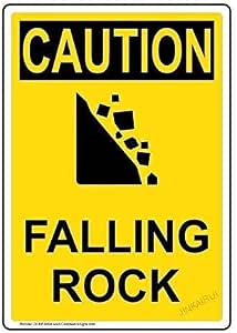 Amazon.com: Caution Falling Rock Safety Sign Metal Sign Wall Decor 12 ...