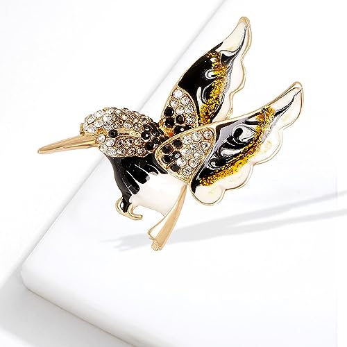 Image of Rhinestone Colorful Enamel Hummingbird Bird Brooch Animal Brooches Pin Jewelry Men Women's for Suit Scarf Dress Pin