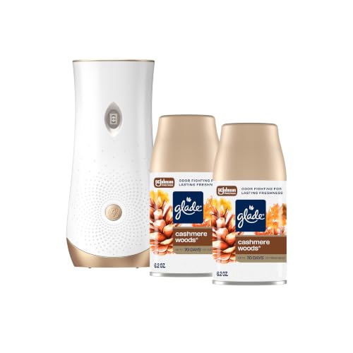 Glade Automatic Spray Air Freshener Kit, Cashmere Woods, Holder + 2 Refills | 6.2 oz Each, Includes Holder and 2 Refills, Home and Bathroom Use, Adjustable Timed Fragrance Release, Odor Fighting - image 1