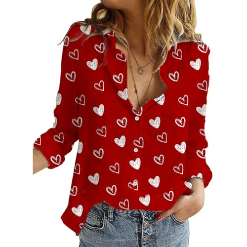 Valentines Day Button Down Shirts for Women Cute...