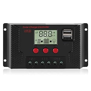 Thlevel Contrôleur de Charge 20A Régulateur de Charge Panneau Solaire Identification Automatique 12V/24V avec écran LCD et Port 5V USB