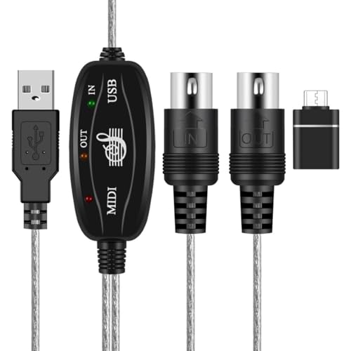 tnp midi cable set to usb with type c adapter 2 in 1 midi piano usb cord from pc to keyboard synthesizer electronic drum electric blow pipe 16 channels for windows mac and android