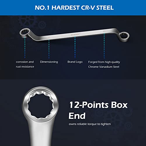 Disen 9Pcs Offset Wrench Set Metric 6-23Mm, Box Wrench Set 75-Degree, Cr-V Steel, Organized In Rolling Pouch #TOP4