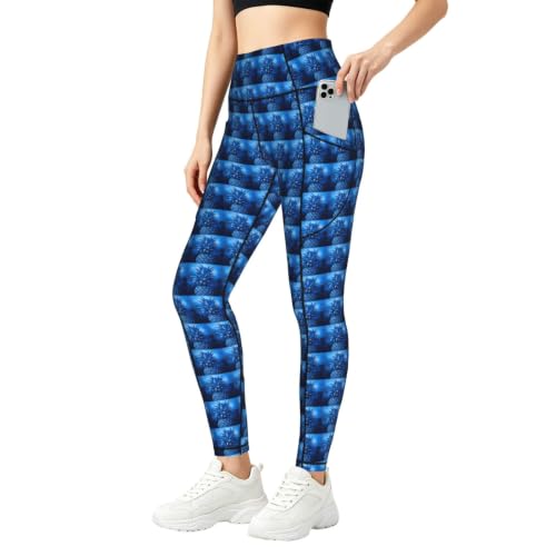 Pantalones de yoga holgados con piñas azules perfectos para fitness y estilo casual