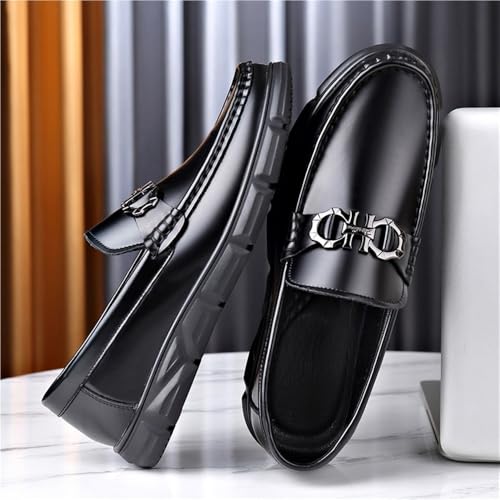 Party Loafers for Men's Suede Vamp Business Solid Color Round Toe Working Anti-Slip Rubber Sole Slip Resistant Block Heel Shoe2