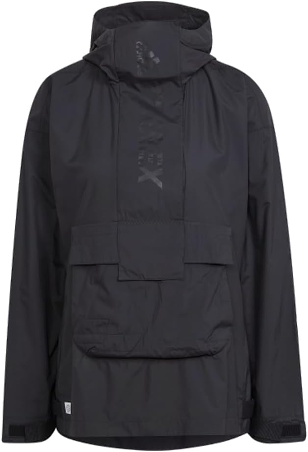 adidas Womens Terrex Made to be Remade Windproof Anorak Windbreaker Outdoor Jacket, Black, Large