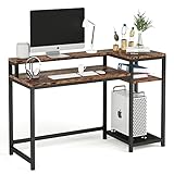 Tribesigns Computer Desk with Storage Shelves & Monitor Stand, PC Study Writing Desk, Industrial, Wood and Steel Frame, Workstations for Home Office (Vintage Brown)