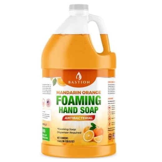 Bastion Foaming Antibacterial Hand Soap: Mandarin Orange Scented Instant Foam Hand Wash Refill 1 Gallon (128 oz) Bulk Jug. Made In The USA