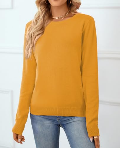 Image of QUALFORT Women's 100% Cotton Sweater, Basic Lightweight Long Sleeve Pullover