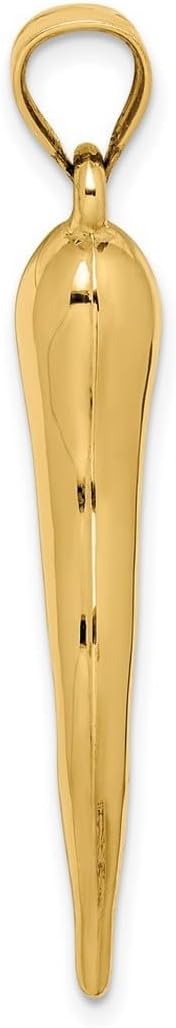 JewelryWeb 14k Solid Yellow Gold Hollow Italian Horn Pendant Necklace 42x8.5mm Wide Pendant for Women - Image 3