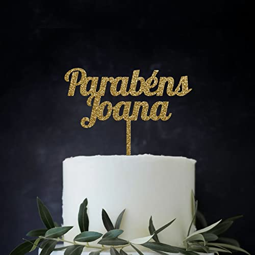 ADOREI - Topo de polo personalizado 2 linhas acrílico Glitter/Acrylic Glitter Custom Birthday Cake Topper/Laser Cut