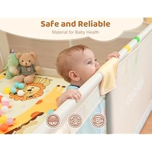 Baby playpen with mat 7159 extra large playpen for babies and toddler baby play yard with breathable mesh baby fence play sleep area for indoor outdoor  urban country home decor