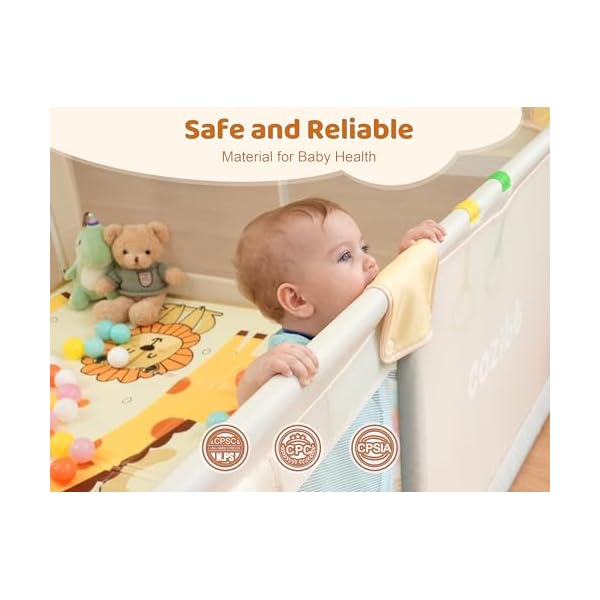 Baby playpen with mat 7159 extra large playpen for babies and toddler baby play yard with breathable mesh baby fence play sleep area for indoor outdoor  urban country home decor