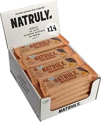 NATRULY Barritas Energéticas BIO Sin Azúcar Añadido, 100% Natural y Orgánicas, Sin Gluten, Vegana -Pack (Naranja, 12 Unidad) Cover