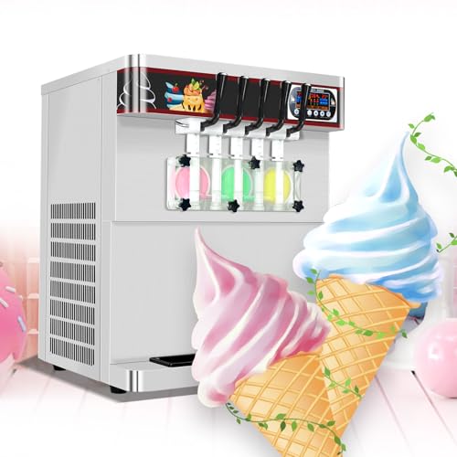 Wtecom Commercial 5（2+1 mixed）Flavors Soft Ice Cream Machine,Desktop Soft Serve