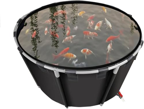 Portable Above-Ground Fish Ponds – Multi-Use Aquaculture Tanks for Outdoor Koi, Goldfish, or Aquatic Plants – Easy Setup Garden Water Container (Black, 1.5 * 0.8)