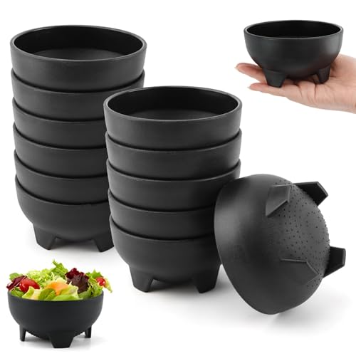 LVOERTUIG 12Pcs Black Plastic Salsa Bowls, 4.5