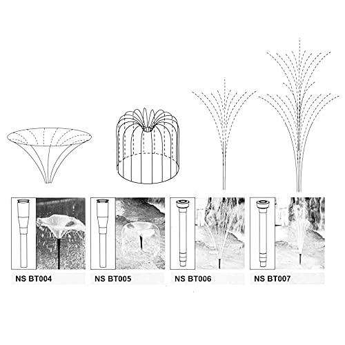 Water Fountain Nozzle For Garden, Ponds, Tabletop Fish Ponds, 8 Pcs Of Set, 2 Fountain Shaped, (Size-S） #TOP3