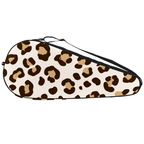 Housse raquette de tennis à motif léopard marron chic et réglable