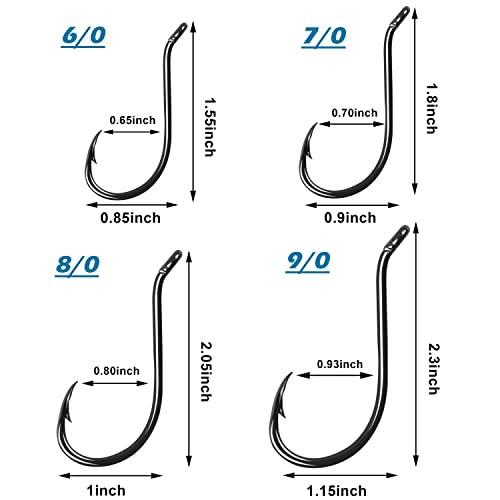 Black Octopus Fishing Hooks, 100pcs Catfish Circle Hooks, High Carbon Steel, Long Shank, Freshwater Saltwater, Size 4/0 - Thumbnail 5