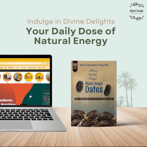 Image of Khari Foods - Black Royal Dates - 1kg Premium Khajoor - High Fibre, No Added Sugar, No Preservatives - Soft Healthy Dry Dates for Energy, Immunity Support and Everyday Wellness