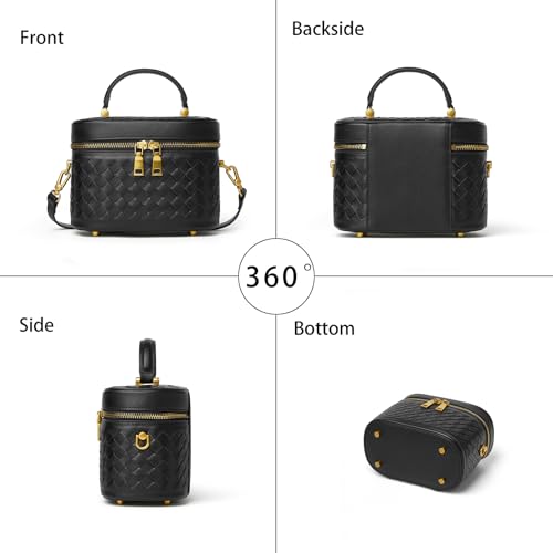 Image of DAILANDO Small Top Handle Box Purse for Women Designer Woven Tote Crossbody Handbag With Long Adjustable Strap