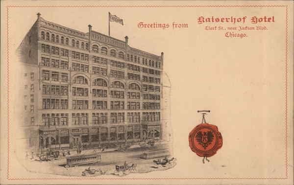 Greetings from Kaiserhoff Hotel, Clark Street Near Jadson Blvd. IL Original Antique Postcard