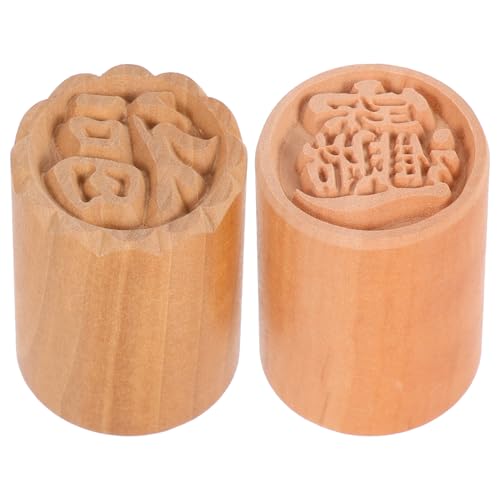 Ipetboom 2 piezas Moldes de Madera para Pasteles Luna con Sello Tradicional para Repostería Manual Decoración de Galletas Kit DIY para Festivales de Otoño y Pastelería Artesanal