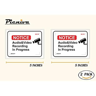 Picniva 2Pack 5 Audio and Video Recording CCTV Notice 1 Taxi Notice/Warning/Reminder Sign Sticker Decal