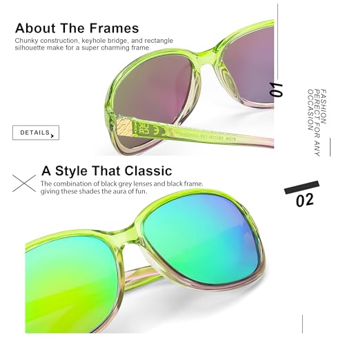 Image of SIPHEW Polarized Sunglasses for Women | Vintage Square Sunglasses w UV400 Protection | Womens Wraparound Shade