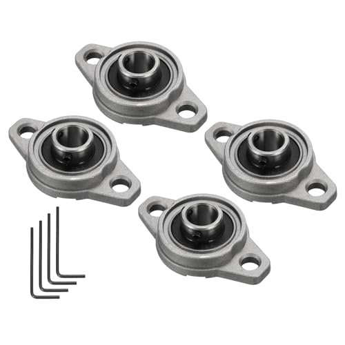 Roulement KFL001 12mm en alliage de zinc uxcell auto-aligné à bride - Lot de 4
