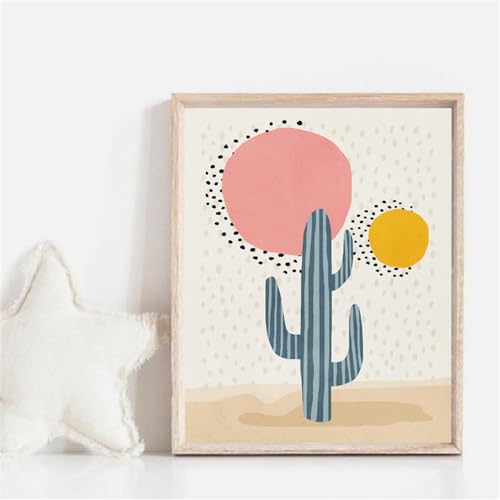 Cuadros de cactus de dibujos animados impresion de lienzo infantil 60x70cm de pared 2 piezas 3